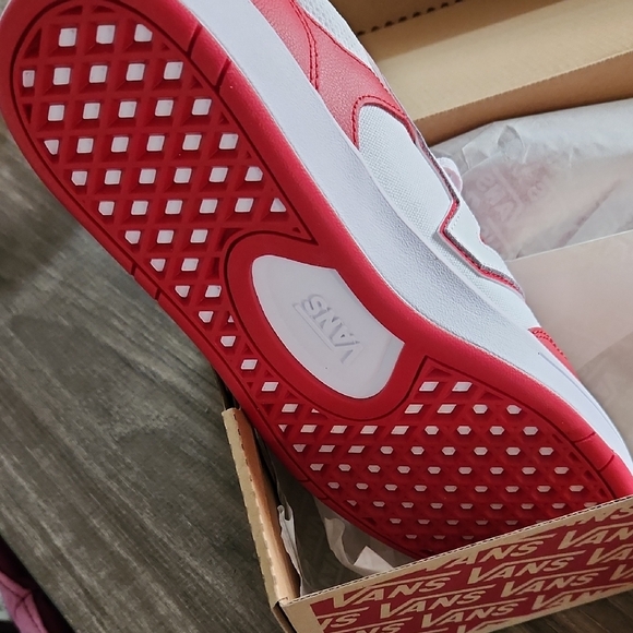Vans Red and White Athletic Shoes - Picture 5 of 7